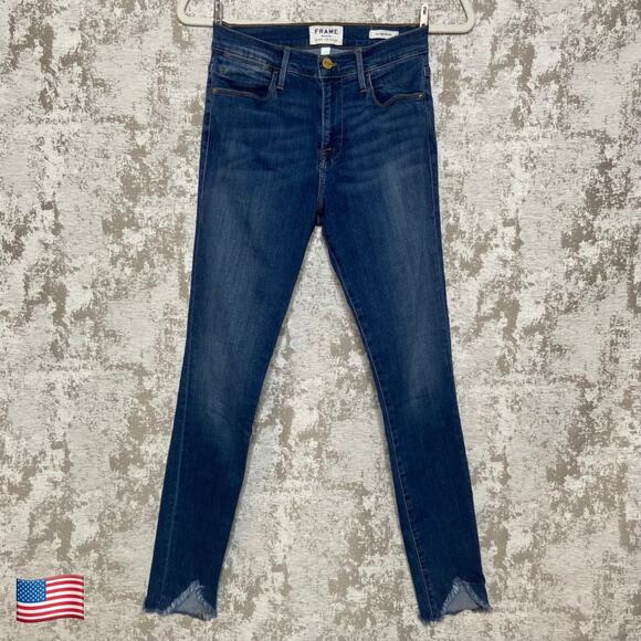 Frame Le High Skinny Triangle Hem Jeans in Sulham - Picture 1 of 6
